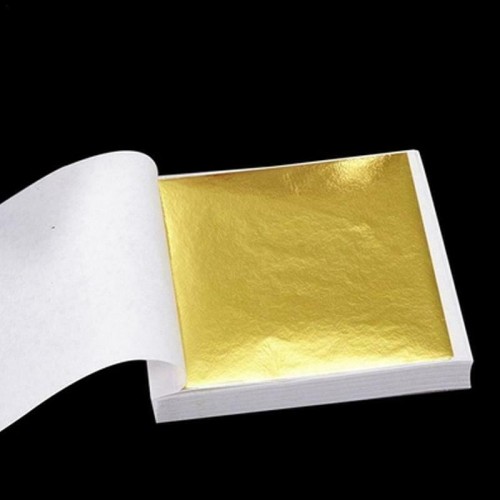 Gold Metallic leaf/paper 24K set of 10 sheets (8x8cm) 