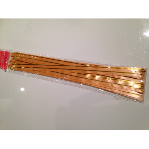 Ribbon Pull Bow  Orange wih Gold Strips 10Pcs