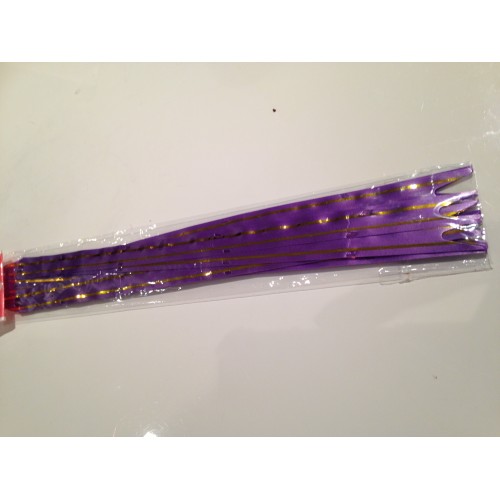 Ribbon Pull Bow  Purple wih Gold Strips 10Pcs