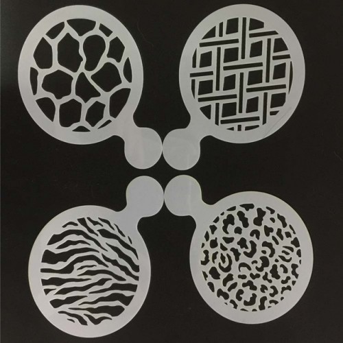 Animal Skin Print Stencil Zebra, Giraffe, Leopard and diamonds 4PCS